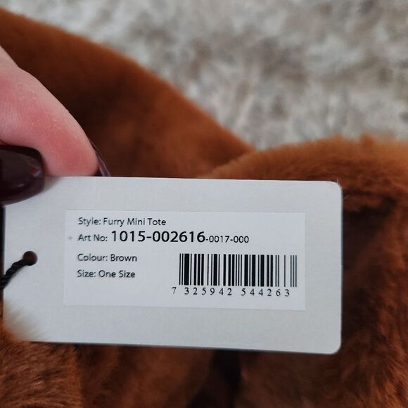 NA-KD Brown Furry Mini Tote Faux Fur Brand New with Tags - Picture 6 of 13